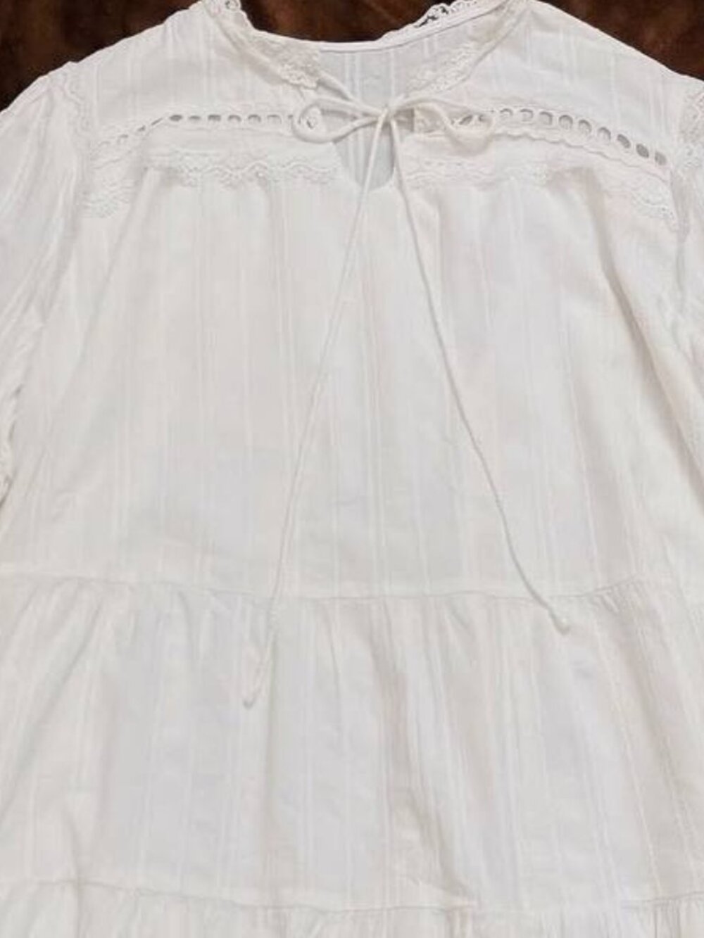 White Lace Trim Dress - Picture 2 of 3